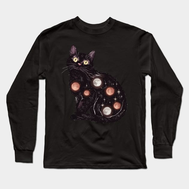 A Black Spiritual Cat Long Sleeve T-Shirt by PetODesigns